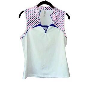 Kyodan‎ Sleeveless Golf Top Geometric Pattern Quarter-Zip Athletic Tank